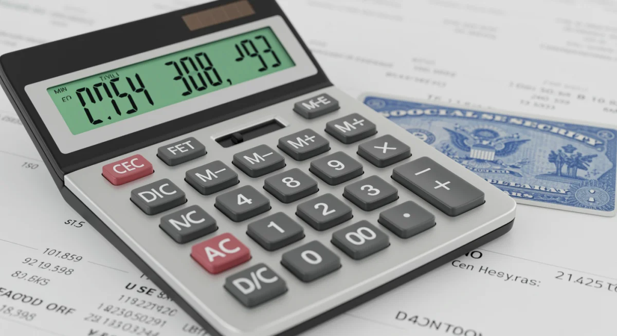 Calculator with Social Security card for benefit calculation