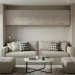Modern small apartment living room with space-saving furniture